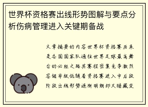 世界杯资格赛出线形势图解与要点分析伤病管理进入关键期备战